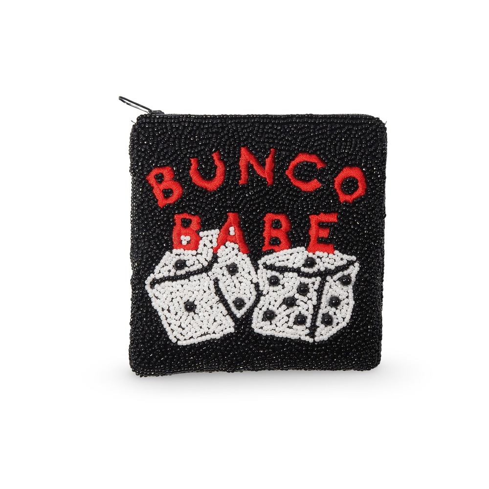 C. Marie Bunco Babe Coin Purse Women OS‎ Black Beaded Dice Game Night Pouch